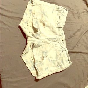 Bleached denim shorts